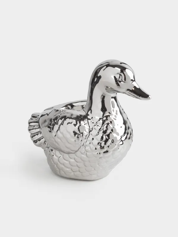 Подставка для зубочисток, 10 см, керамика D, серебристая, Утка, Harmony, image-1