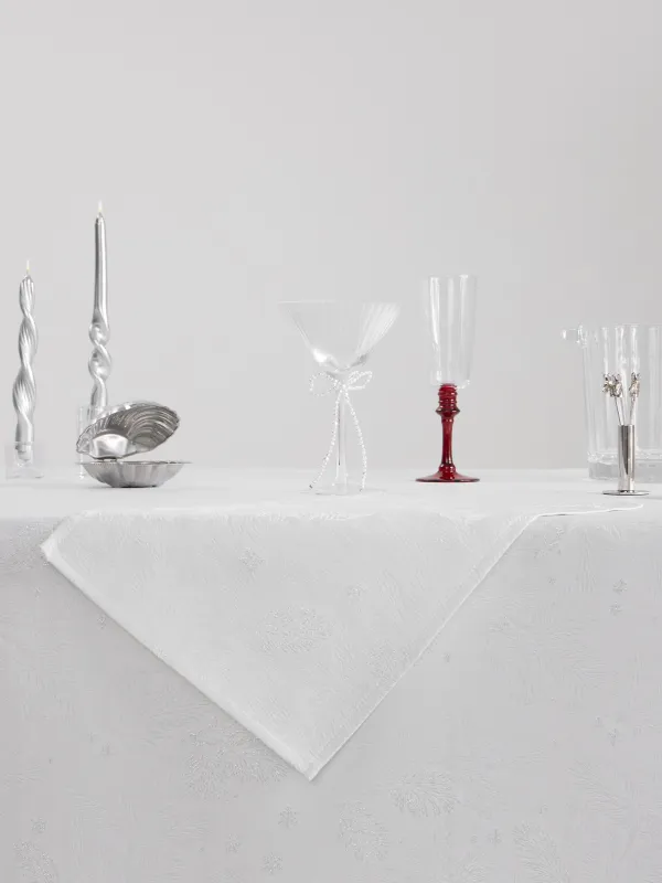 Салфетка под приборы, 30х45 см, жаккард, полиэстер, прямоугольная, белая, Хвойные ветви, Coniferous, image-4