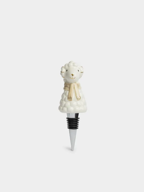 Пробка для винной бутылки, 14 см, Баран в шарфе, Sheep in scarf, image-0