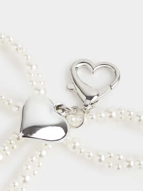 Брелок, 9 см, Сердце и бусины, Pearl heart, image-3