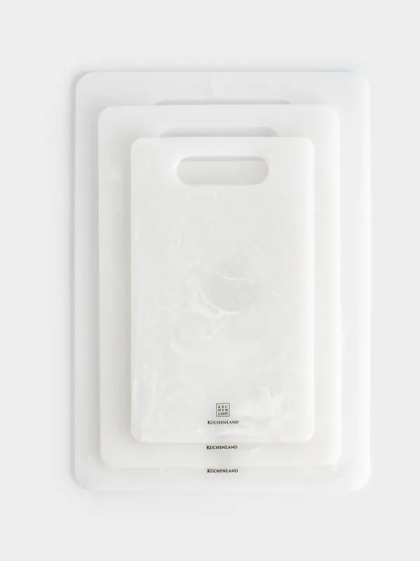 Набор досок разделочных, 25/30/35 см, 3 шт, пластик, прямоугольный, белый, Maniera, image-1