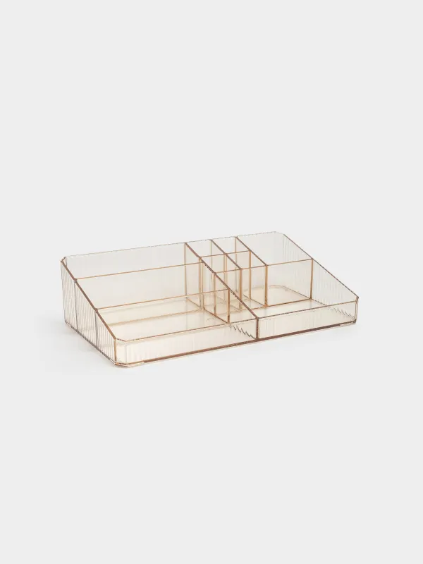 Органайзер для косметики, 29х17 см, 9 отд, пластик, янтарный, Ribby color, image-0