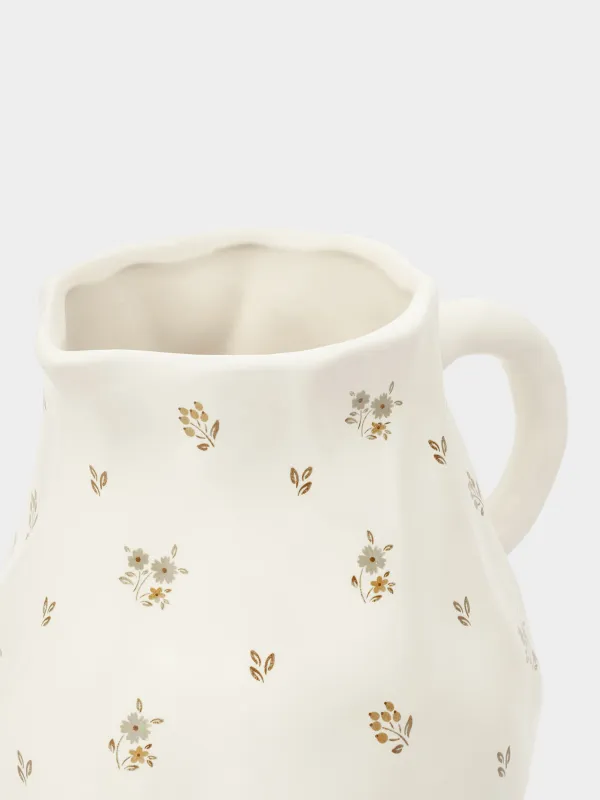 Кувшин, 1,6 л, керамика, молочный, Винтажные цветы, La flore, image-5