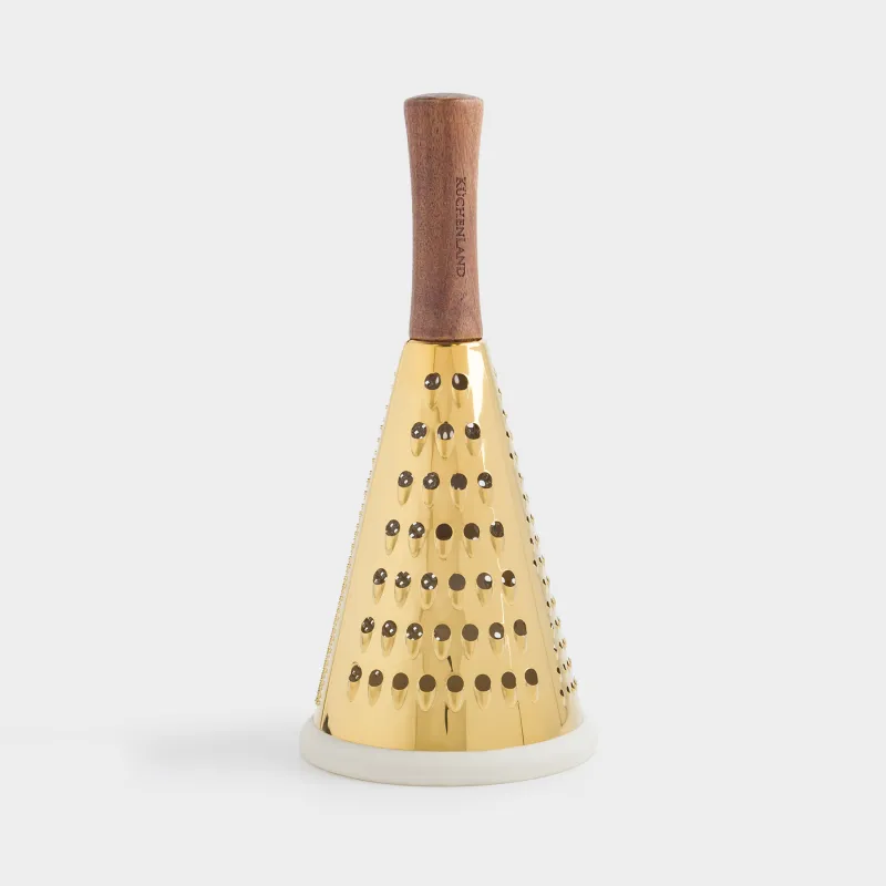 Терка, 24 см, сталь/дерево/резина, круглая, золотистая, Classic gold