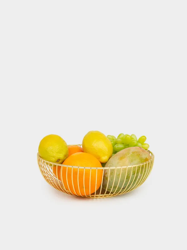 Корзина для фруктов, 25 см, металл, золотистая, Twist gold, image-3