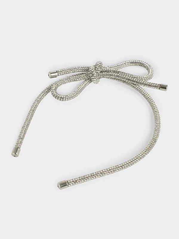 Ободок для волос, 12х14 см, металл/стразы, серебристый, Jewelry crystal, image-1