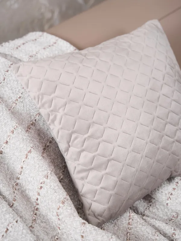Подушка декоративная, 45х45 см, стеганая, вельвет, серая, Ромбы, Sewing, image-3