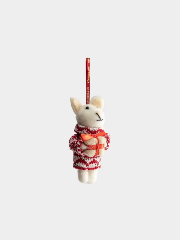 Игрушка елочная, 12 см, Мышка с подарком, Figure cute, image-2