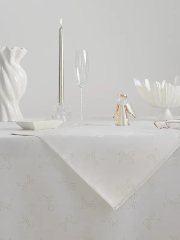 Салфетка под приборы, 30х45 см, жаккард, полиэстер, молочная, Банты, Jacquard bow, image-4