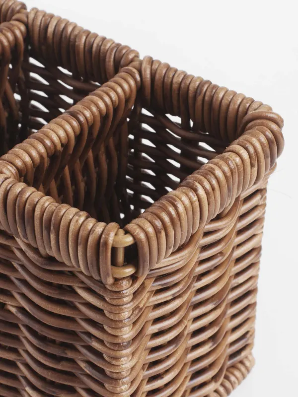 Подставка для кухонных принадлежностей, 14х10 см, 3 отд, ротанг, коричневая, Blendy, image-4