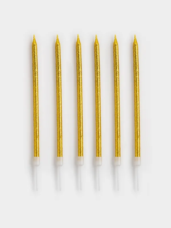 Свеча для торта, 6 шт, тонкая, Birthday party, image-0