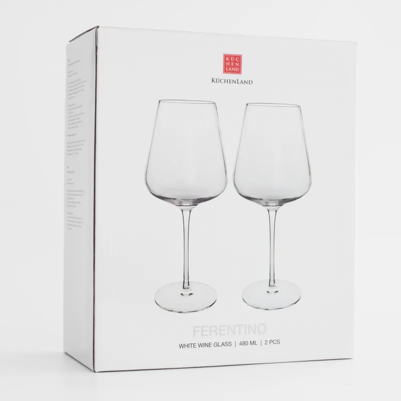 Бокал для белого вина, 480 мл, 2 шт, кристальное стекло, Ferentino, image-4