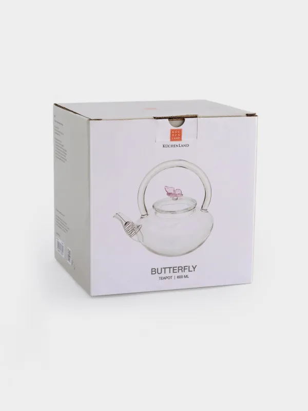 Чайник заварочный, 600 мл, стекло Б/сталь, Бабочка, Butterfly, image-4