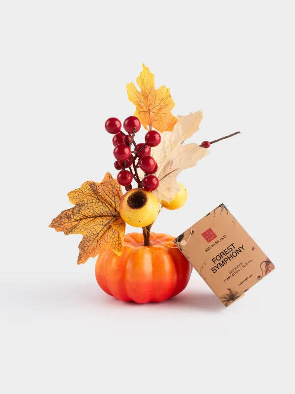 Композиция декоративная, 15 см, пенопласт/пластик, Букет в тыкве, Forest symphony decor, image-5