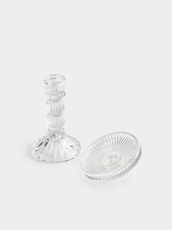 Подсвечник, 14 см, для цилиндрической/тонкой свечи, на ножке, разборный, стекло, Ribby, image-5