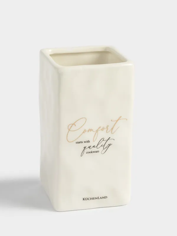 Подставка для кухонных принадлежностей, 15 см, керамика, молочная, Мятый эффект, Crumple kitchen, image-1