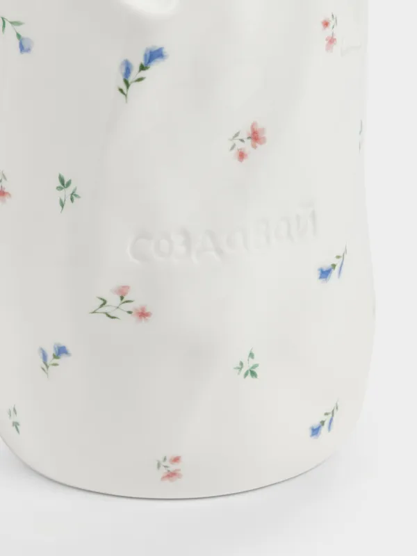 Подставка для кухонных принадлежностей, 16 см, керамика D, молочная, Нежные цветы, El flora, image-1