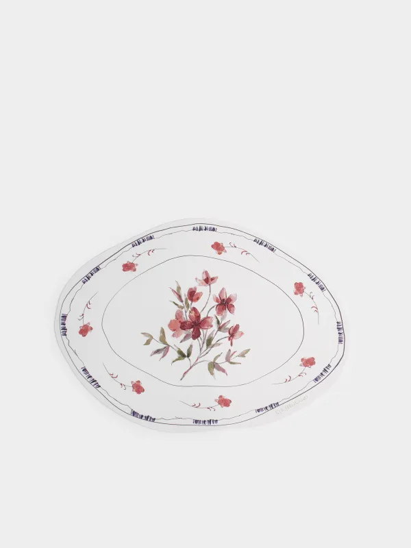 Салфетка под приборы, 32x44 см, ПВХ, фигурная, белая, Цветы, Rock print, image-0