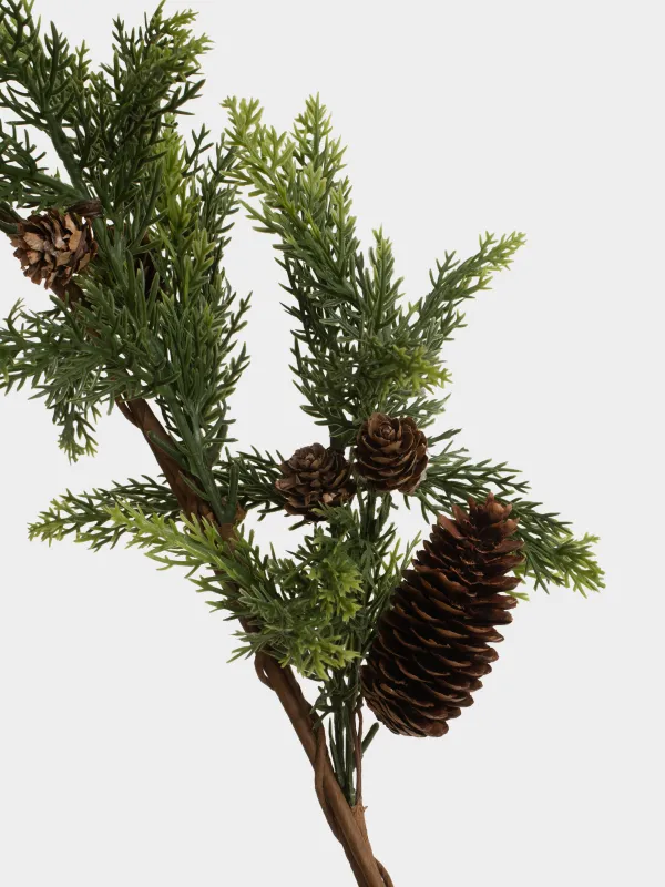Ветка-гирлянда декоративная, 1,2 м, Хвоя с шишками, Conifer decor, image-3