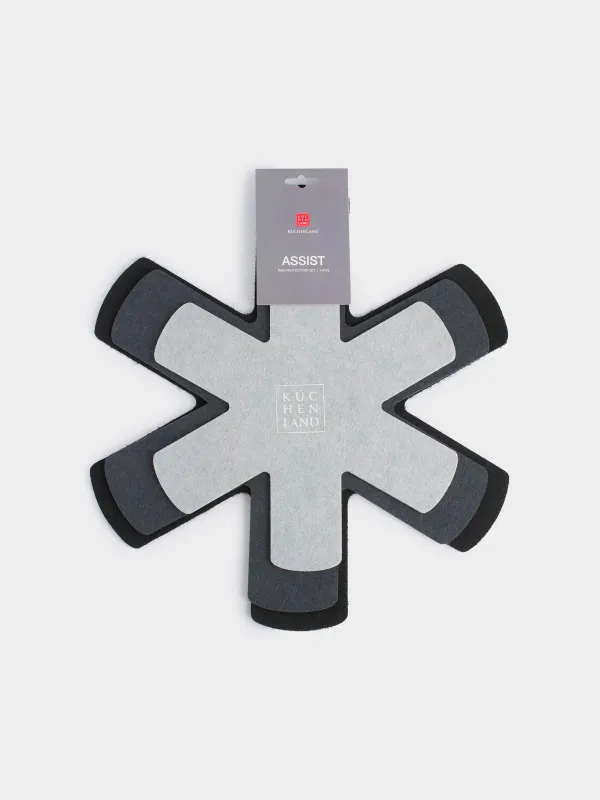 Набор протекторов для сковород, 3 шт, 38/34/27 см, фетр, серый, Assist, image-7