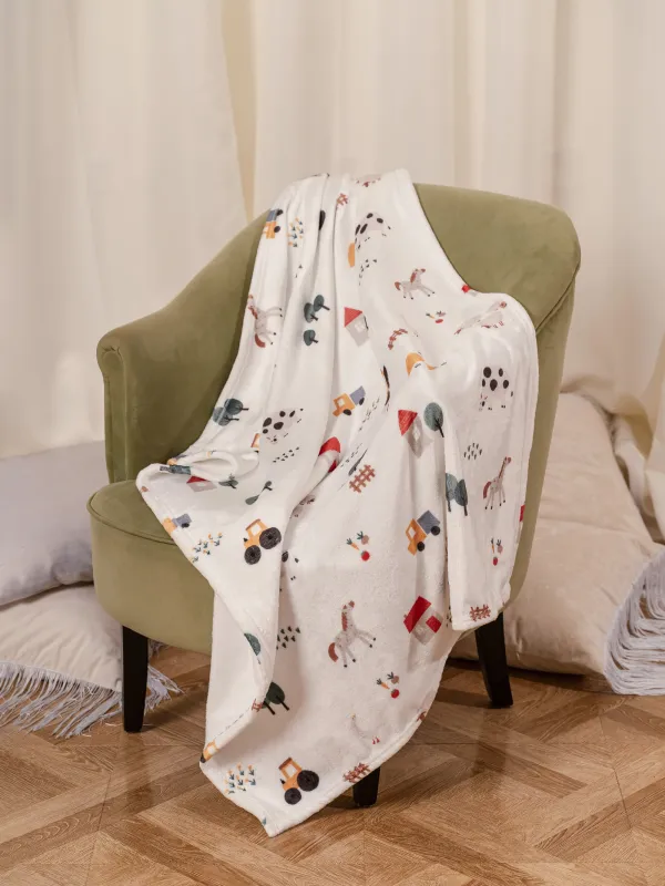 Плед, 90х120 см, детский, фланель, молочный, Ферма, Flannel, image-1