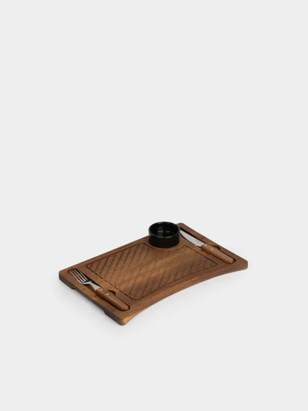 Набор для подачи стейка, 1 перс, 4 пр, дерево/сталь/керамика, Noble tree, image-6