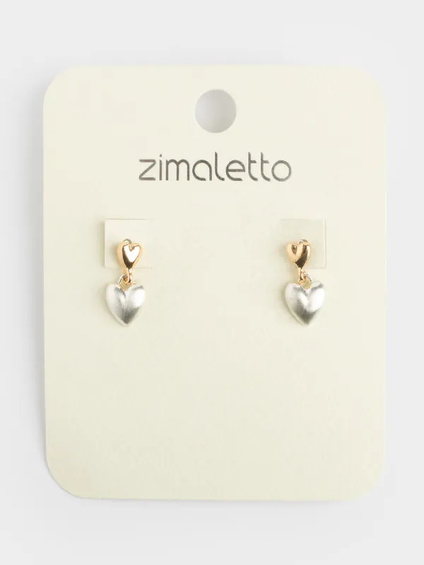 Серьги-пусеты, 2 см, 2 шт, металл, серебристо-золотистые, Jewelry heart, image-3