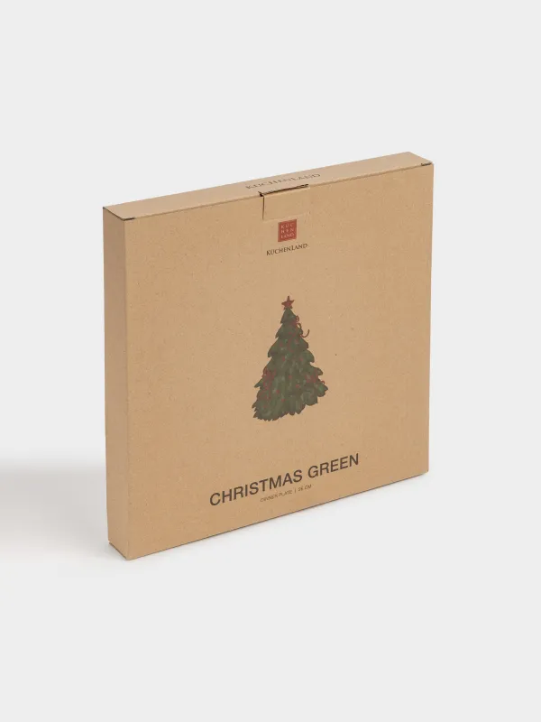 Тарелка обеденная, 26 см, Лошадка с елкой, Christmas green, image-5