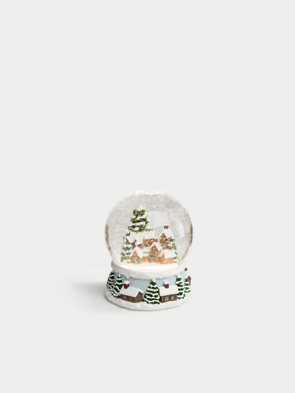 Снежный фонарь, 15 см, с подсветкой, Домики в лесу, White style, image-0