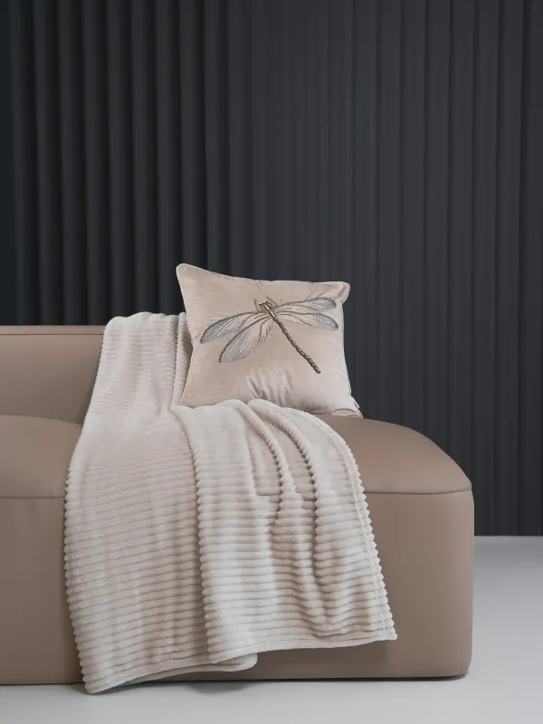 Плед, 130х170 см, фланель, песочный, Объемные полосы, Flannel, image-4