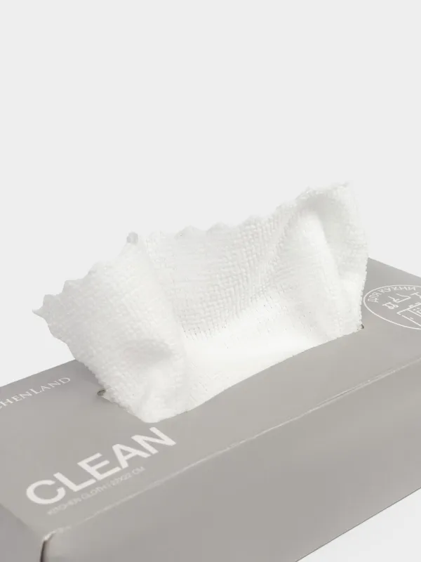 Тряпка для кухни, 22х22 см, 12 шт, микрофибра, белая, Clean, image-2