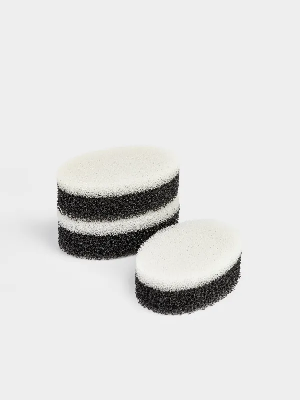 Губка для мытья посуды, 9х6 см, 3 шт, абразив, овальная, черно-белая, Black clean, image-0