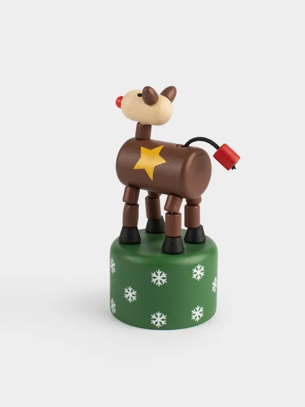 Игрушка, 10x5 см, дергунчик, дерево, коричневая, Собака, Dog, image-3