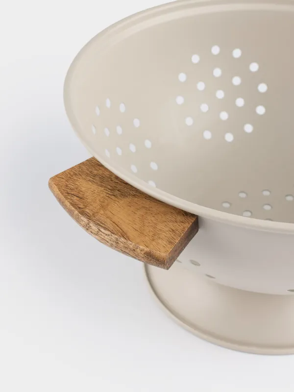 Дуршлаг, 24 см, с ручками, металл/дерево, бежевый, Ritlen, image-5