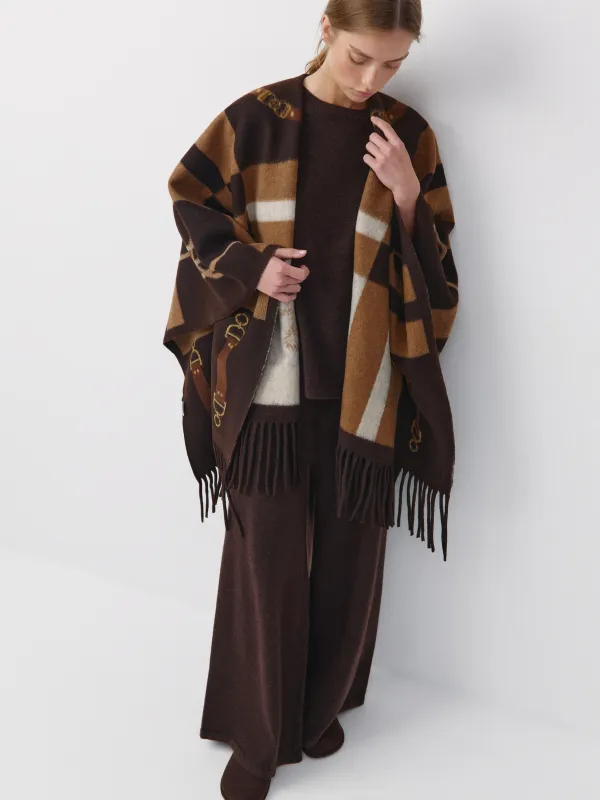 Пончо с бахромой и принтом, Poncho, image-0