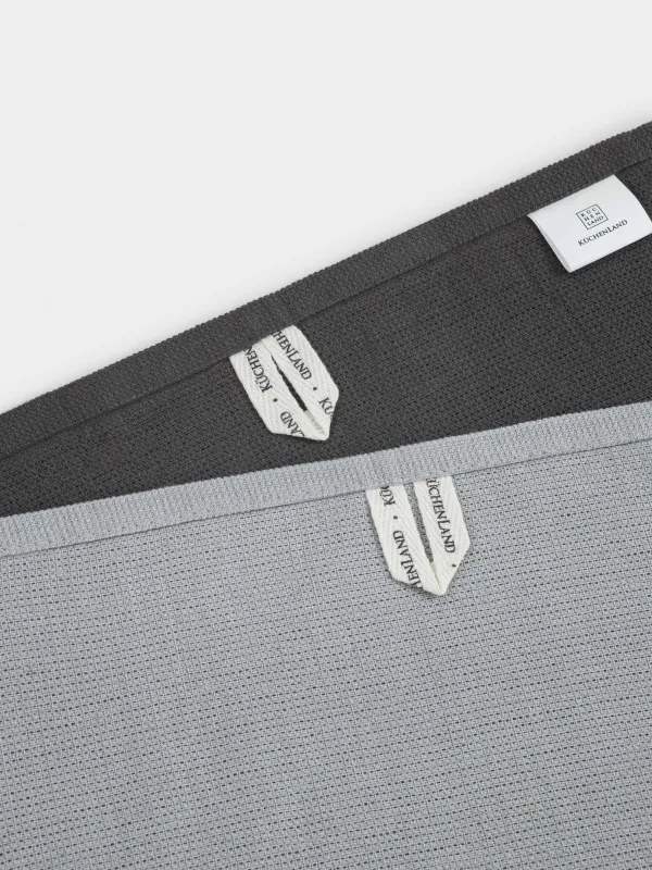 Полотенце кухонное, 30х60 см, 2 шт, хлопок, темно-серое/светло-серое, Mong, image-6