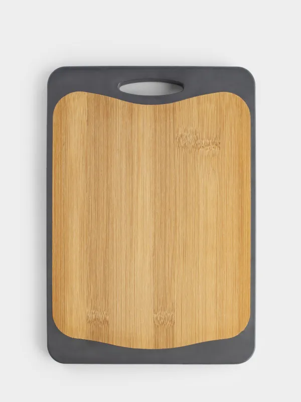 Доска разделочная, 29х20 см, двусторонняя, бамбук/пластик, черная, Marble bamboo, image-1