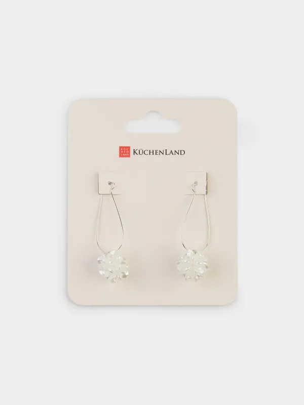 Серьги, 5 см, 2 шт, акрил/металл, серебристые, Цветок, Jewelry, image-3