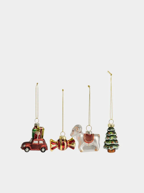 Набор елочных игрушек, 6 см, 4 шт, Новогодние атрибуты, Figure christmas, image-0