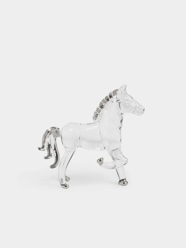 Статуэтка, 10 см, стекло, серебристая, Лошадь, Horse vitreous, image-0