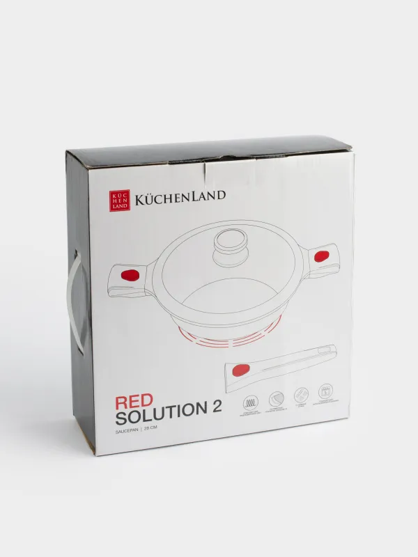 Сотейник, 28 см, с крышкой, 3 съемные ручки, с покрытием, алюминий, Solution Red 2, image-9