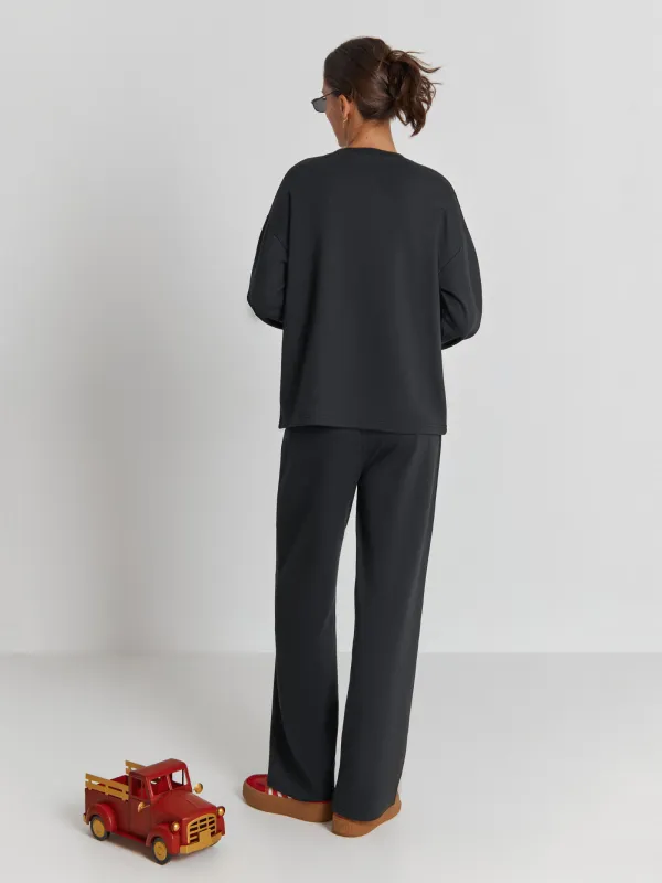 Свитшот женский, домашний, полиэстер/хлопок, черный, Courtney, image-4