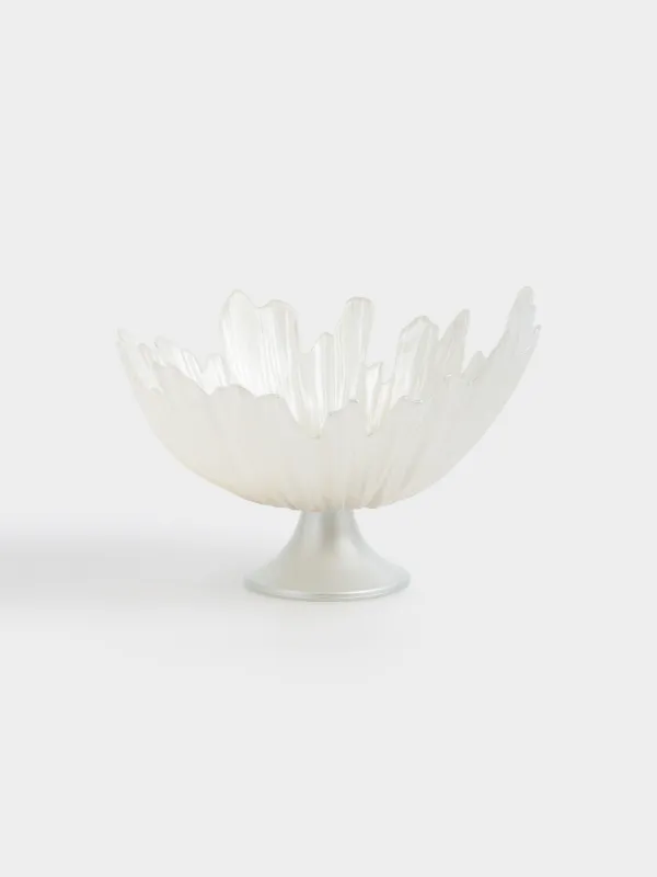 Ваза для фруктов, 26х17 см, на ножке, стекло Р, молочная/шампань, Verge, image-0