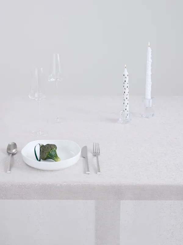 Скатерть, 160х160 см, полиэстер, белая, Серебристые брызги, Heaven silver, image-1