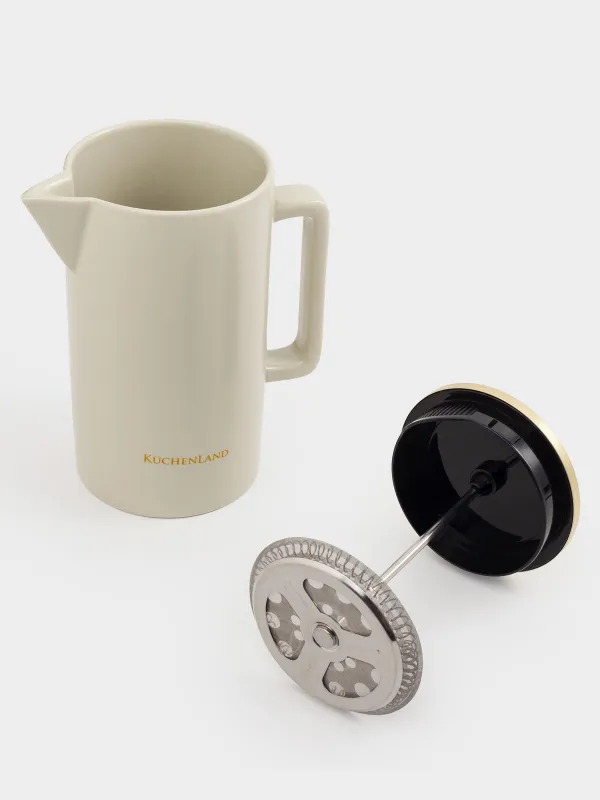 Френч-пресс, 700 мл, керамика/сталь, бежево-золотистый, Latte, image-5