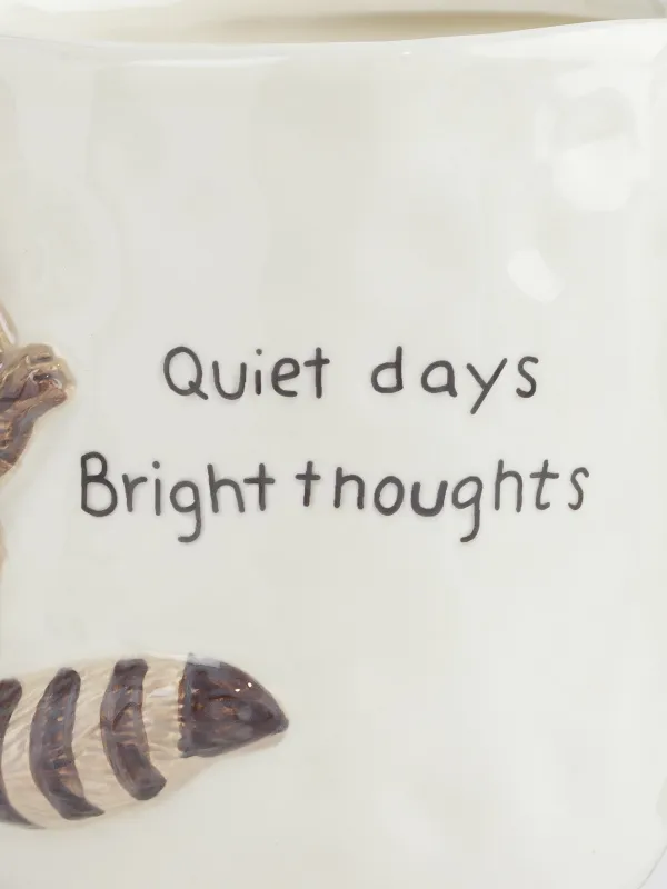 Кружка, 420 мл, керамика, молочная, Енот, Slight frost, image-1