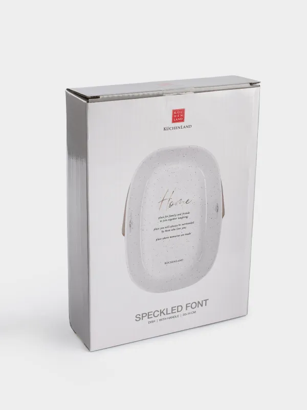 Блюдо, 20x14 см, с ручкой, керамика/полиуретан, овальное, белое, в крапинку, Course, image-6