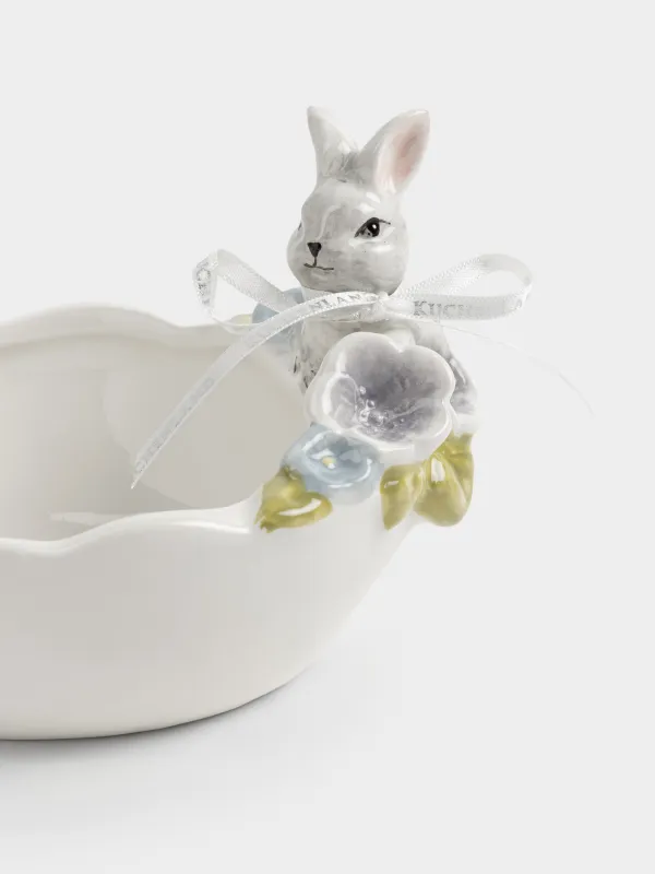 Пиала, 15х10 см, 300 мл, керамика D, молочная, Кролик с цветами, Easter, image-1
