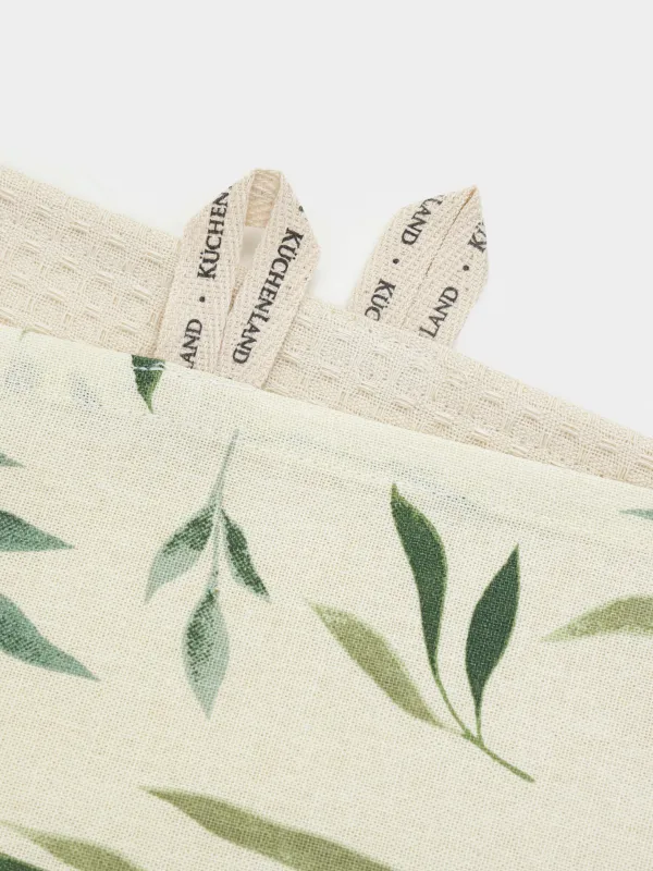 Полотенце кухонное, 40х60 см, 2 шт, хлопок, молочное, Зеленые ветви, Meadow, image-5