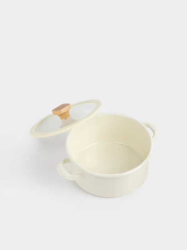 Кастрюля, 20 см, с крышкой, Enamel wood, image-2